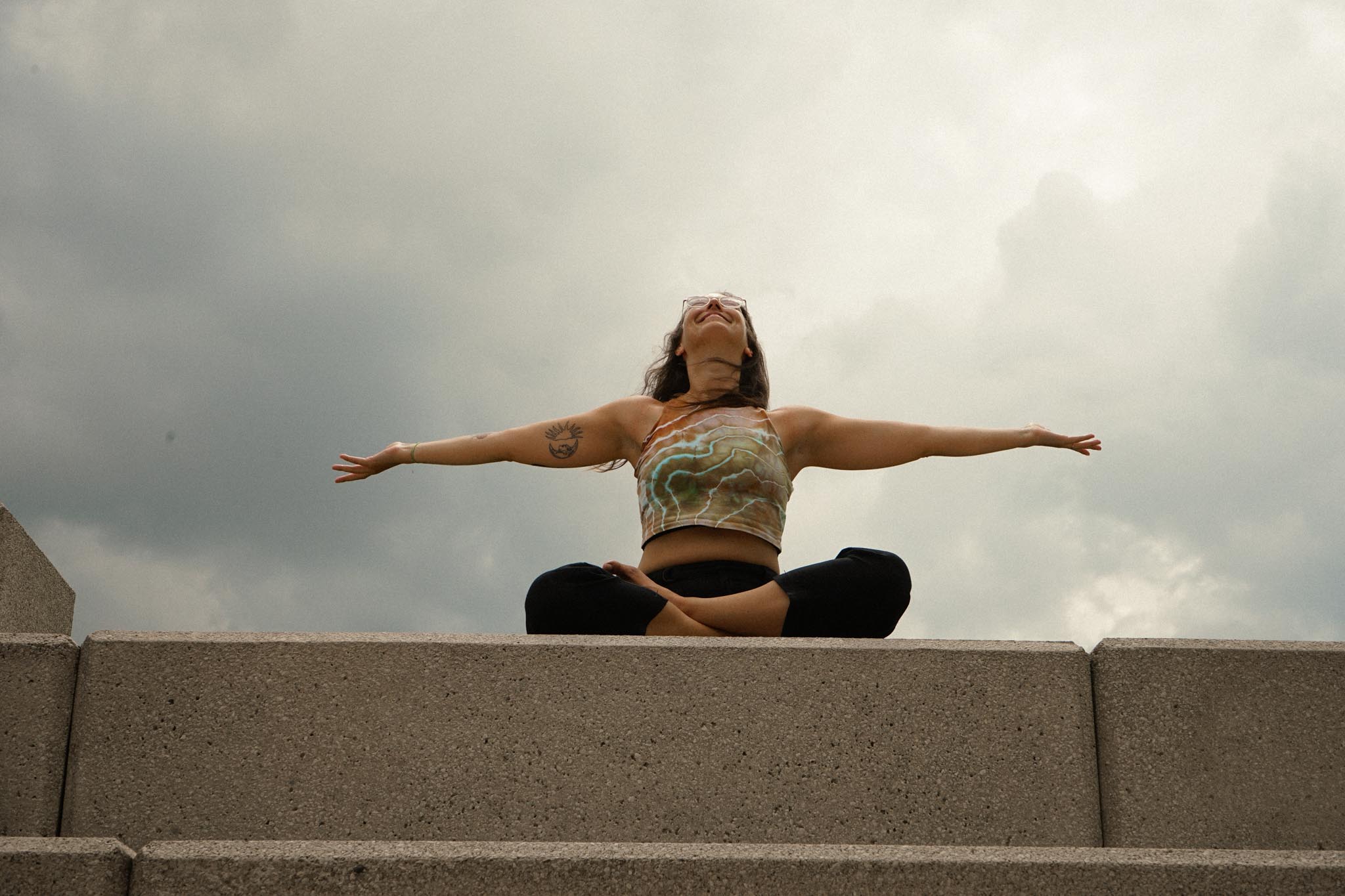 Sydney in a gentle yoga pose